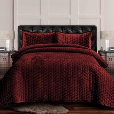 Lugano Oversized Velvet Quilt Set - All Season, Extra Large, 3 Piece Queen Size