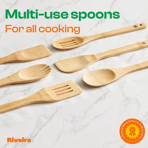 Bamboo Wooden Spoons for Cooking 6-Piece, Apartment Essentials Wood Spatula S... - Bild 4 von 6