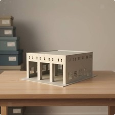 Two-Level Bus Bus Workshop Display Scene Display Lorry Garage Model