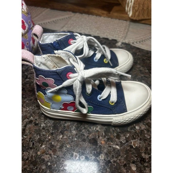 Mini Boden Floral High Top Tennis Show - Image 2 of 4