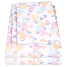 Supreme Kids Bed Sheet Set - Vintage Hearts, Soft Wrinkle-Free, Boys Girls B