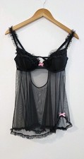 Victoria’s Secret Y2K Nero Babydoll Vestito Slip Lingerie Donna Taglia 36C