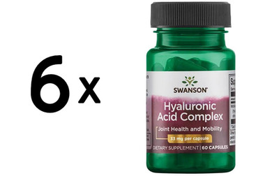 6 x Swanson Hyal-Joint Hyaluronic Acid Complex - 60 caps (370,19 EUR/kg)