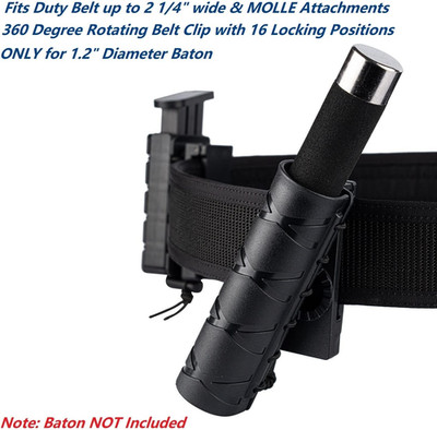 Baton Holder W/ 360 Degree Rotating Duty Belt/Molle Vest Clip 16''-21''-26'' Telesc