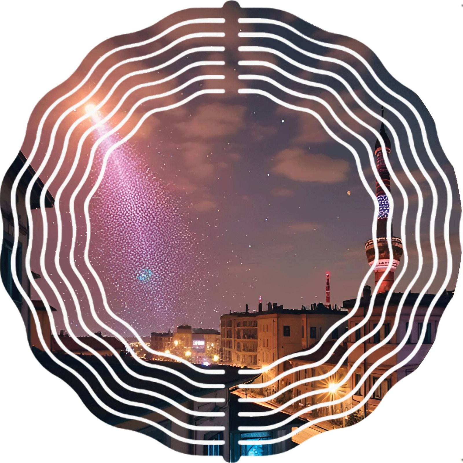 Vibrant Metal Hanging Wind Spinners & Chimes - Colorful Starry Pattern Design