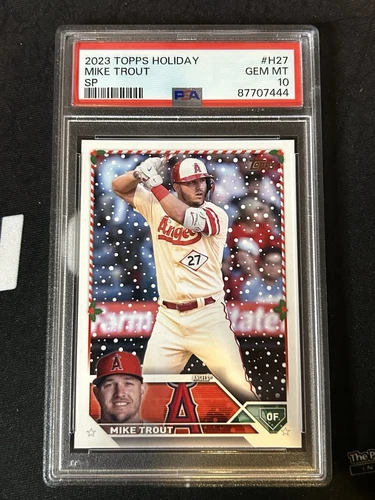 2023 Topps Holiday - Mike Trout #H27 SP Candy Cane Bat PSA 10 Angels