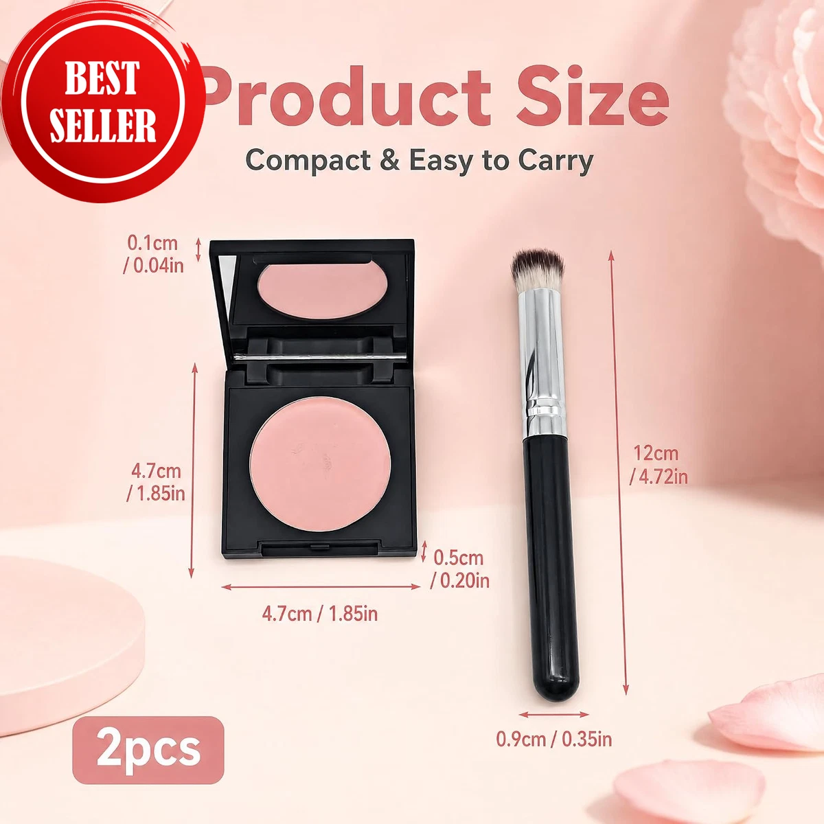 Under Eye Brightener Pink Colour Corrector Cream Concealer 5g with Brush Make-Up