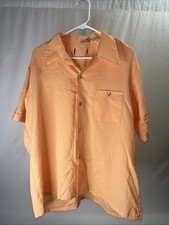 VINTAGE 70  s 1970  s Orange Button Shirt Men  s Sz XL Hippie, Retro, Disco