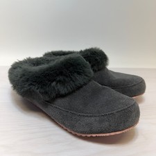 Sorel Go Coffee Run Slippers Women s 8 Gray Slip On Faux Fur Cozy Warm Shoes