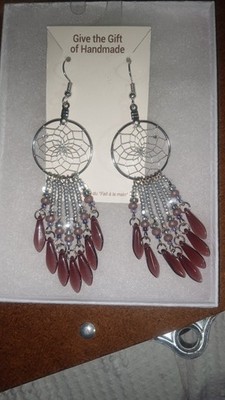 Earings Sterling Silver Hand Made Native American Jewelry / Dream Catcher