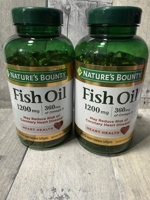 2pk Nature's Bounty 200 Pack Fish Oil 1200 mg Supplements Heart Health