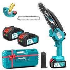 SEESII 8 Inch Chainsaw Handheld Battery Powered Saw for Tree Trimming Pruning