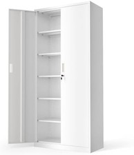 Metal Garage Storage Cabinet with 2 Doors and 5 Adjustable Shelves,