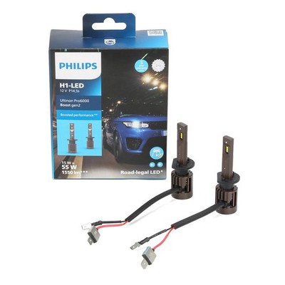 2x PHILIPS Ultinon Pro6000 Boost H1 LED Gen2 mit Straßenzulassung 12V 5800K