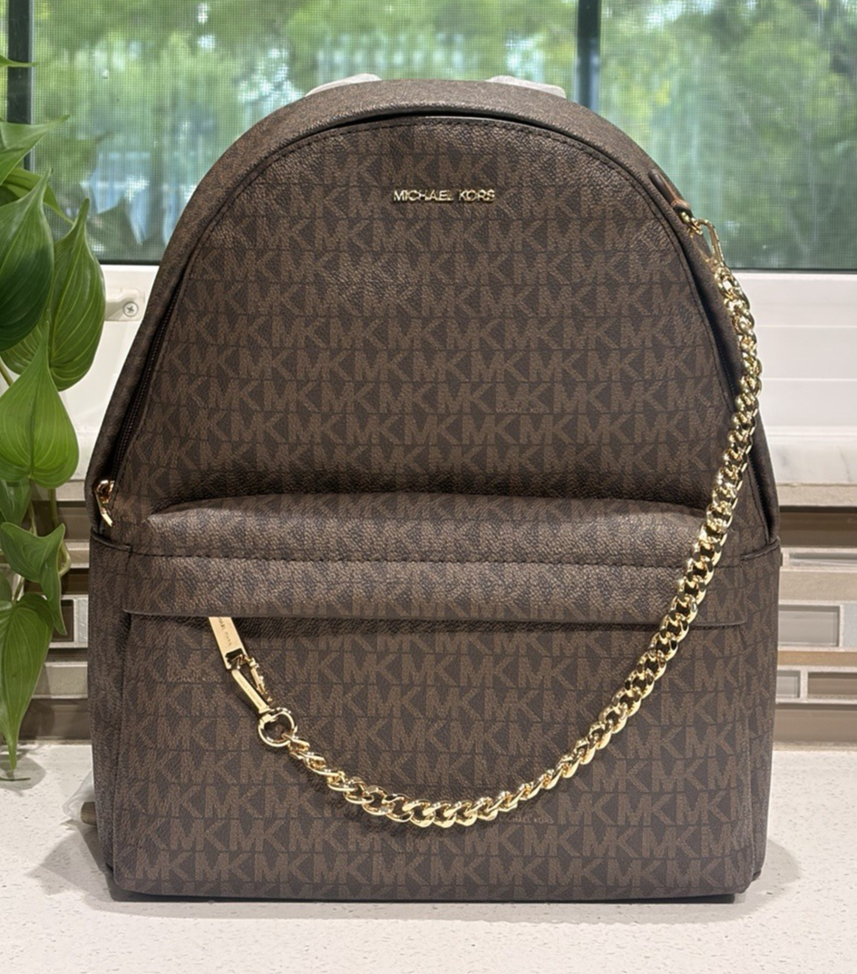 MICHAEL KORS SLATER MEDIUM ZIP CHAIN BACKPACK BAG TRAVEL TOTE MK