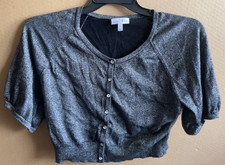 FASHION BUG XL YOUTH SHINY SILVER SWEATER BUTTON UP