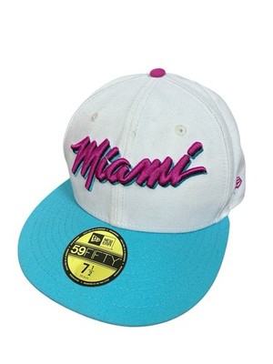 Miami Heat Hat Cap Men Teal Pink Basketball New Era 59Fifty  display picture 3