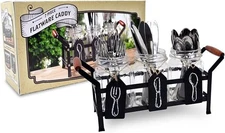 7-Piece Flatware Caddy Organizer Mason Jar Utensil Holder with Metal Rack