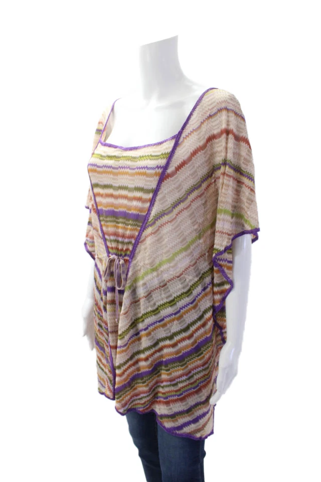Missoni Mare Mujer Media Manga Rayas Tejido Cubre Beige Púrpura Talla IT 38 Foto 2 de 4