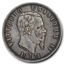 Regno d'Italia Napoli 5 lire 1864 Rara Vittorio Emanuele II BB+