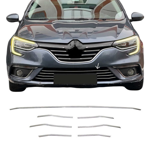KüHlergrill Leisten Grillleisten FüR Renault Megane 2016-2022 Edelstahl Chrom 7X-image