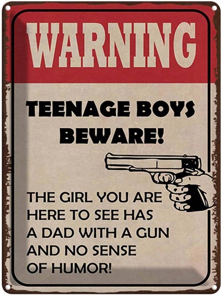 Blechschild 40X30 Cm Warning Teenage Boys Beware Deko Geschenk Metall Schild-image