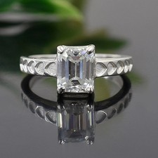 4.00Cts. Octagon Shape Certified White Diamond Ring In 925 Silver - Tariffs Free