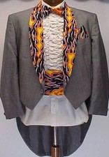 GRAY GREY HARLEY FLAMES PRINT TAIL TUXEDO TUX SMOKING JACKET MENS SIZES 37-43