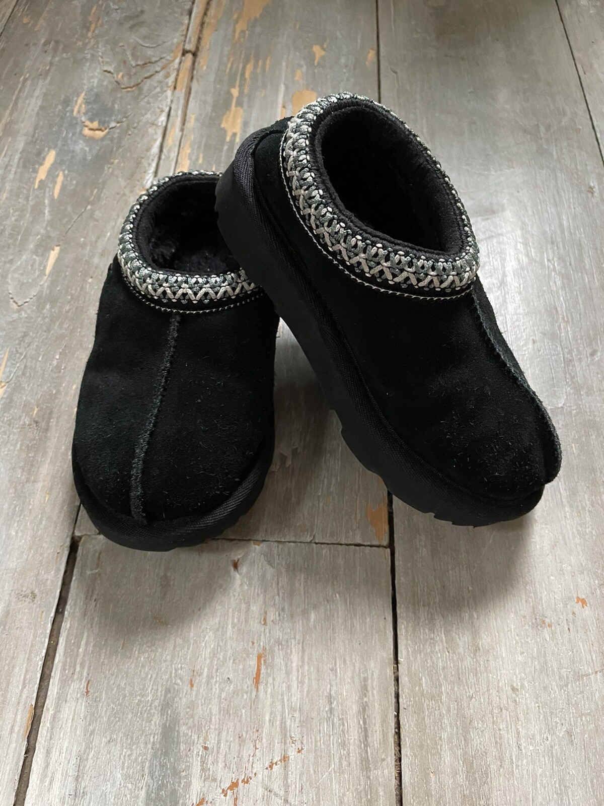 SAOLA Scarpe pantofole UGG Tasman II nere scamosciate pelle di pecora slip on bambini taglia 9