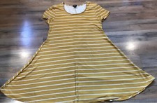 Rue 21 Women’s T Shirt Dress Fit & Flare Short Sleeve Sz M Medium Yellow White S