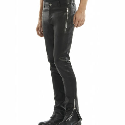 Leather Pants Men's Pant Real Pocket Jeans Biker Style Men