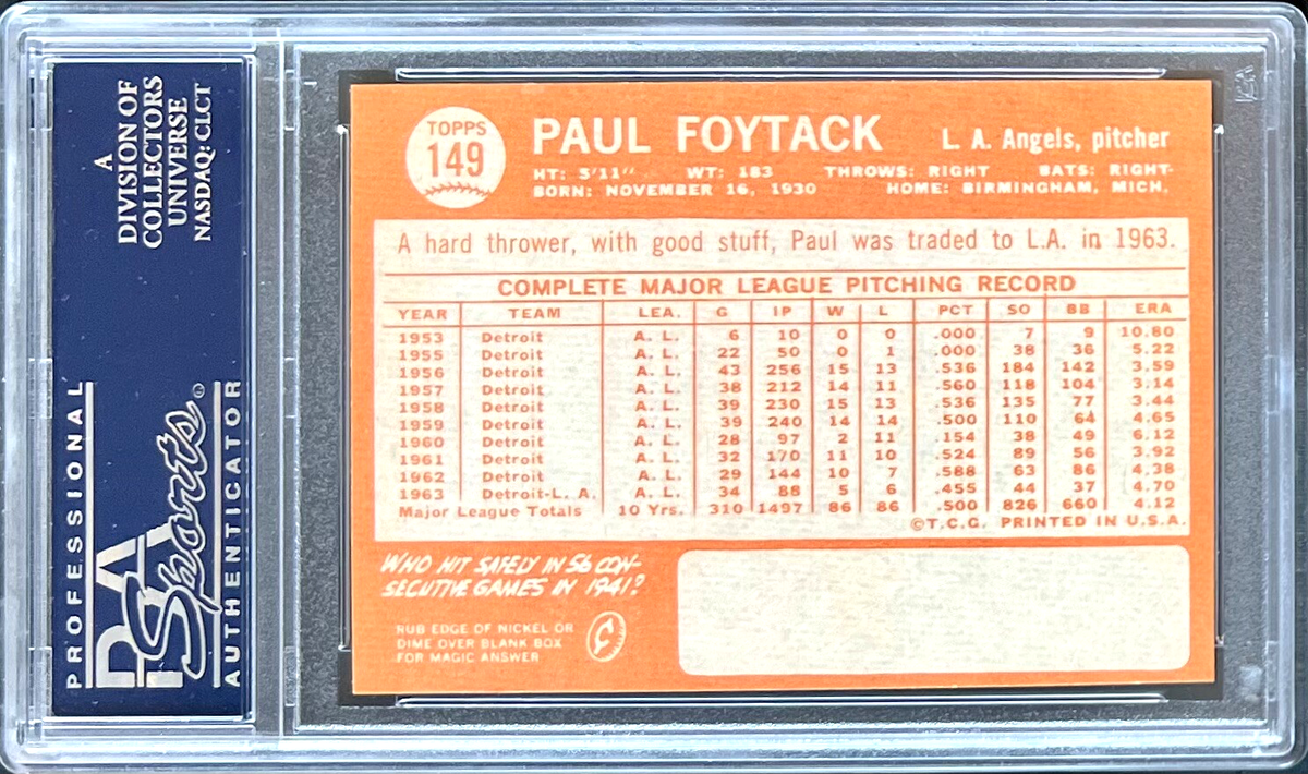 Paulページ 1964 Topps Set Break #149 Paul Foytack Angels 4911T | eBay