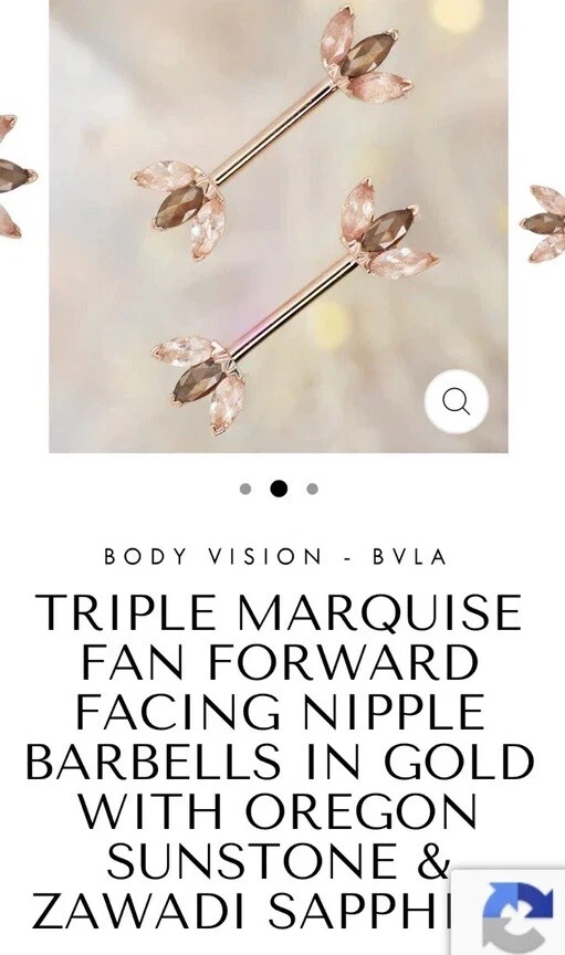 BVLA - Abanico Triple Marquesa Oro Rosa - Barras para Pezones 14 GA Foto 2 de 2