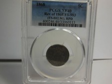 1868 SHIELD NICKEL, RARE, PCGS XF40, FS-903 REVERSE, RE-CUT DATE SOUTH, F-104