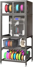 3D Printer Cabinet with Double Layer Filament Storage Rack,T-Shaped Filament Bar