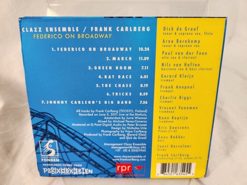 Federico on Broadway by Clazz Ensemble & Frank Carlberg Free Jazz CD FREEShip NM - Imagen 3 de 5