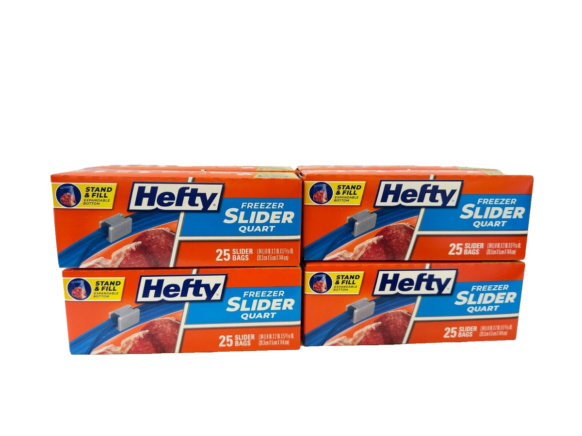 Hefty Freezer Slider Bags, Quart, 25 Count (Pack of 8)