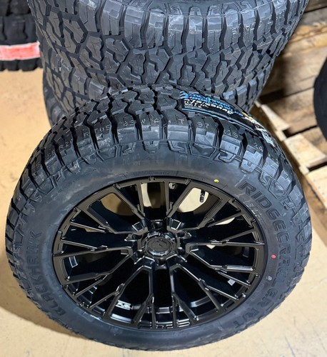 20x9 D847 Fuel Rebar Black Wheels 32" AT RT Tires 6x5.5 GMC Sierra 1500 Yukon - Picture 4 of 5