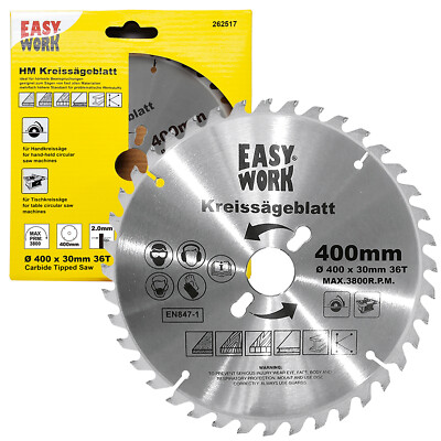 Universal HM Kreissägeblatt 400 x 30 x 2 mm 36 Zähne Sägeblatt Holz Metall etc