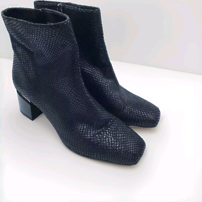 Franco Sarto Women M Black Shiny Textured Ankle Boots Booties