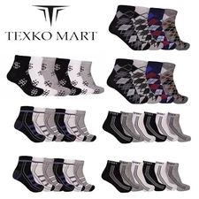 12 Pairs Mens Ankle Quarter Athletic Socks Cotton Low Cut Casual Size 9-11,10-13