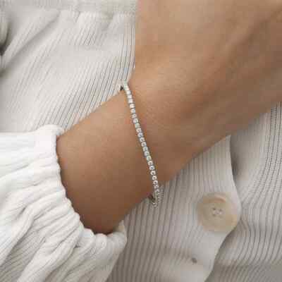 Tennisarmband 2,25 kt natürlicher Diamant 14 K Weißgold 7 Zoll