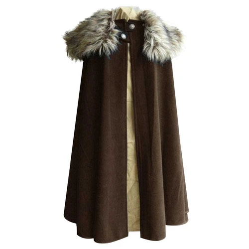N210 Game of Thrones Medieval Knight Fur Cape Cloak Renaissance Viking Costume - Picture 4 of 9