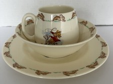Royal Doulton 1970s Bunnykins 3 Piece Set Child Plate Cup Bowl China No Chips