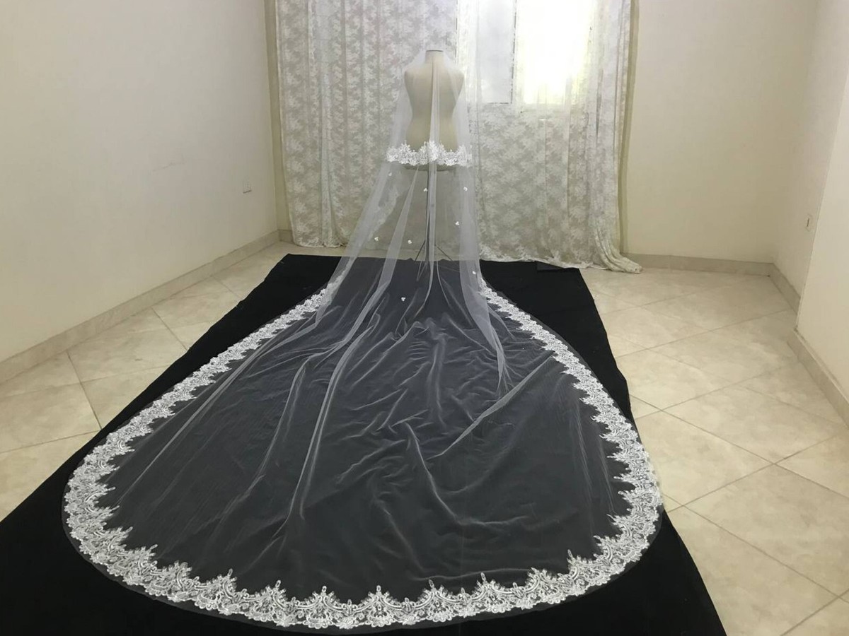 bridal lace veil 4 meters or longer length ivory color | eBay