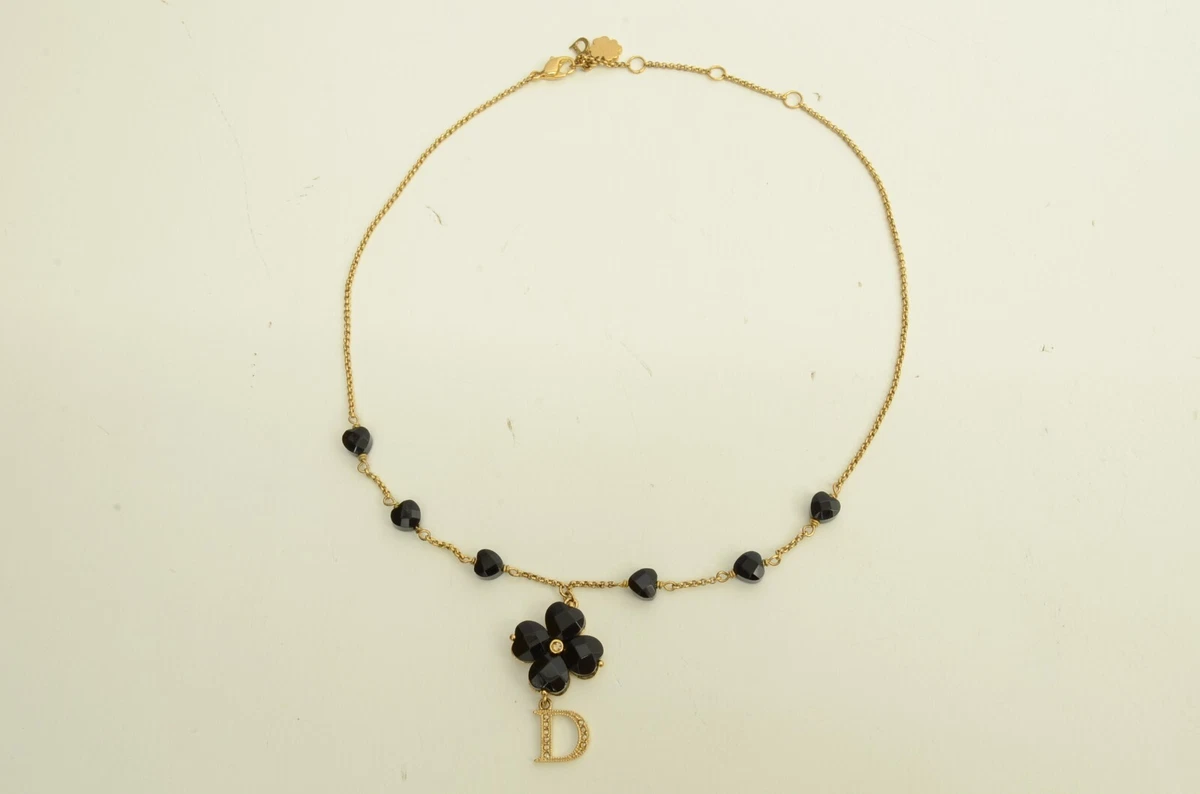 Dior Clover Detailed Gold Tone Necklace