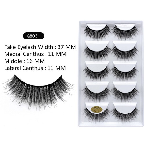 AU Stock 5 Pairs 3D Natural Thick Long Makeup Fake Eyelashes False Eye Lashes - Picture 5 of 10