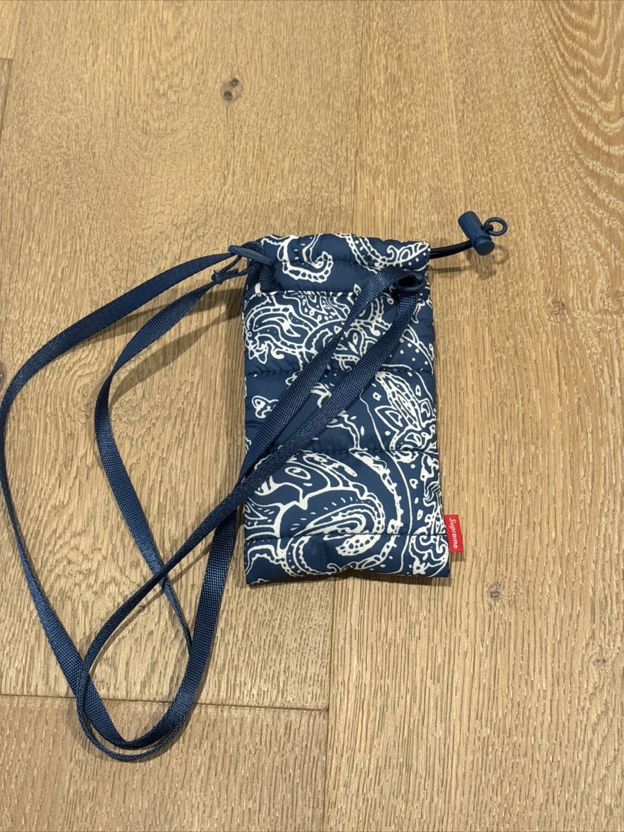 Supreme Puffer Neck Pouch Bag Blue Paisley FW22 Supreme New York  