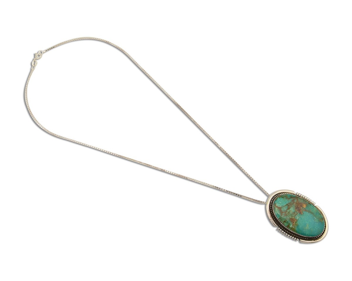 Navajo Necklace 925 Silver Blue Turquoise Artist Signed Doug