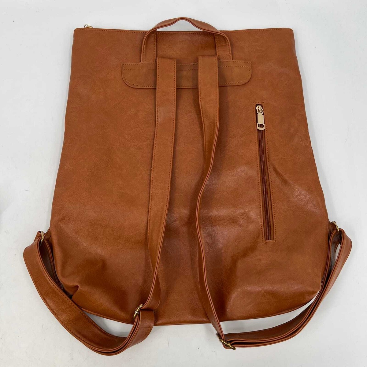 Modern Tan Faux Leather Extra Large Backpack | Excellent  display picture 3